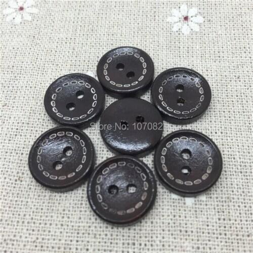 1000pcs Dark Brown Wood Buttons With 2 Holes Sewing Shirt Overcoat Button 15mm Round Bowl Embellishments For Scrapbooking