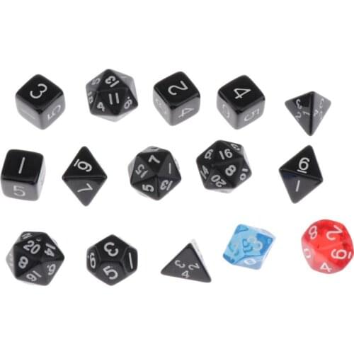 15pcs Polyhedral Dice TRPG Dices Acrylic for DND MTG RPG Board Game D20 D12 D10 D8 D6 D4