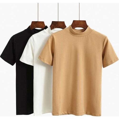 2021 95% Cotton Women T Shirt Summer Basic Tshirt S-2XL Plus Size Fashion Casual Short Sleevs Top O-Neck Female T-shirt