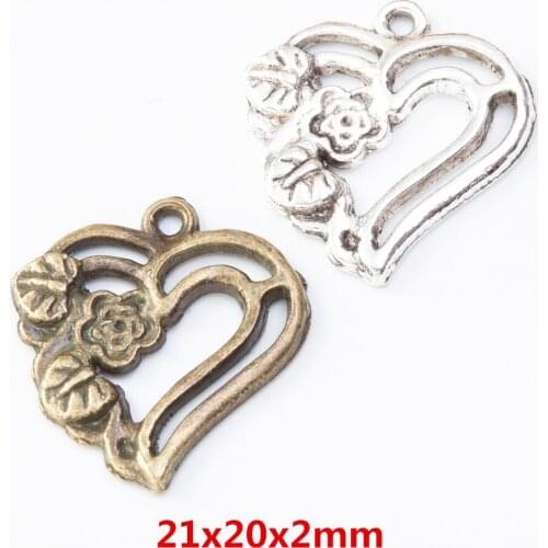 40 pieces of retro metal zinc alloy love pendant for DIY handmade jewelry necklace making 8010