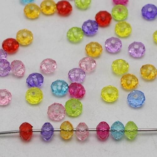 500 Mixed Colour Transparent Acrylic Faceted Rondelle Spacer Beads 4X6mm