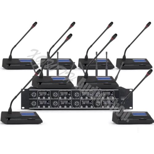 UHF Wireless Microphone System Eight Condenser Gooseneck Conference Microphone Desktop Mic for Company Meeting