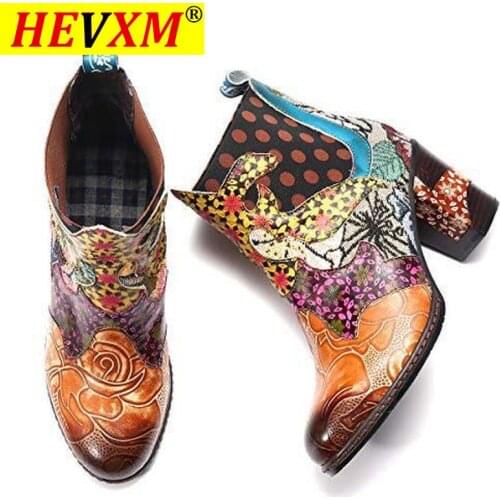 Women Ankle Boots High Heels Pumps Shoes Woman Autumn Vintage Pu Leather Matin Shoe Chaussures Femme Zapatos Mujer Sapato