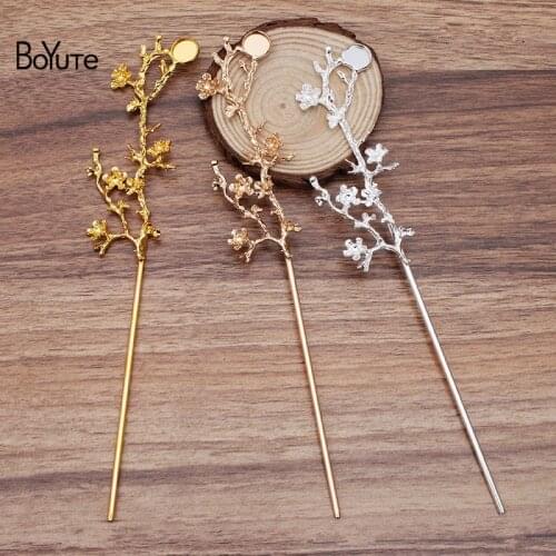 BoYuTe (5 Pieces/Lot) 60*26MM Metal Alloy Flower Branch Hair Stick Vintage Hair Accessories Diy Hand Made Jewelry Materials