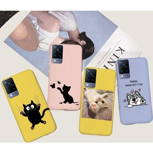 For vivo V21e Case Cartoon Cat TPU Silicone Phone Cover for Vivo V21 5G / V21E / V20 SE Case Soft Bumper for VivoV20 V 20