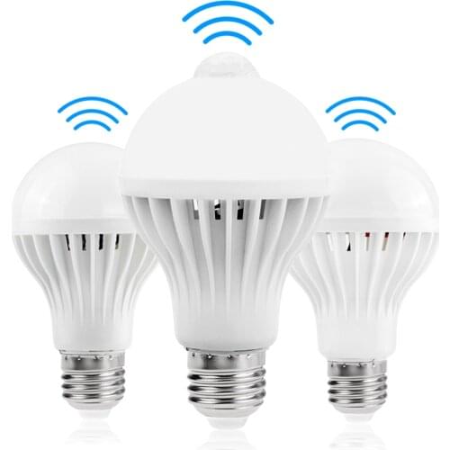 E27 PIR Motion Sensor Sound Light Infrared Body Bulb Lamp 3W 5W 7W 9W 12W Auto Smart LED PIR Light Stair Hallway Induction