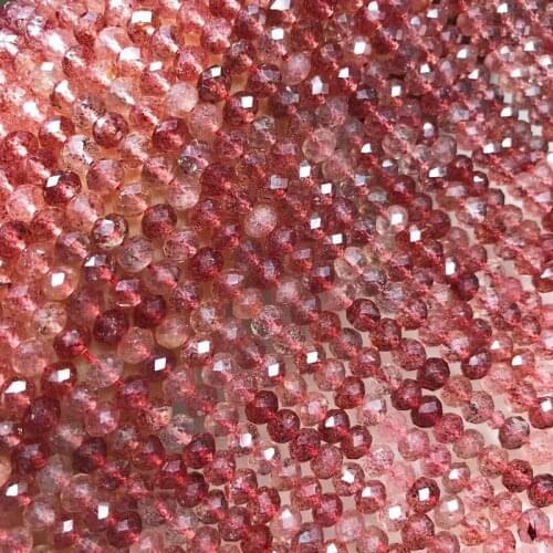 Icnway 38cm Natural Strawberry Quartz 4x5.5mm Faceted Roundel Beads Diy Jewelry Necklace Bracelet Earrings Loose Beads