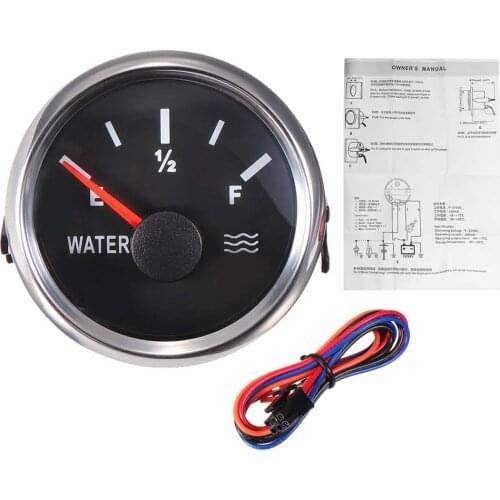 52mm 0-190ohms Marine Water Level Gauge Stainless Steel Boat Water Tank Level Indicator Gauge Tool White/Black Durable New