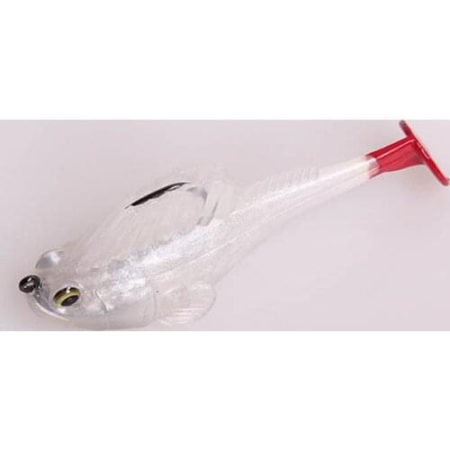 Artificial Luminous Sinking Wobblers T Tail SWimming Fishing Lure Soft Lure 14g/75mm 3D Eyes Hidden Hooks Plastic Soft Bait