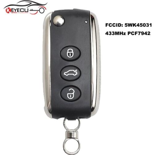 Keyecu Smart Remote Key Fob ASK 433MHz PCF7942 ID46 for Bentley Flying Spur Continental GT 2005 -2016 FCCID: 5WK45031