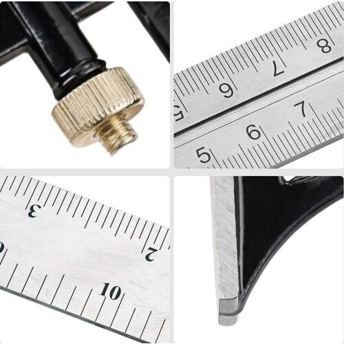 Combined Triangle Ruler Stainless Steel Angle Ruler 180 Degree Protractor Metal Angle Finder Measuring Tool Woodworking Esquadro