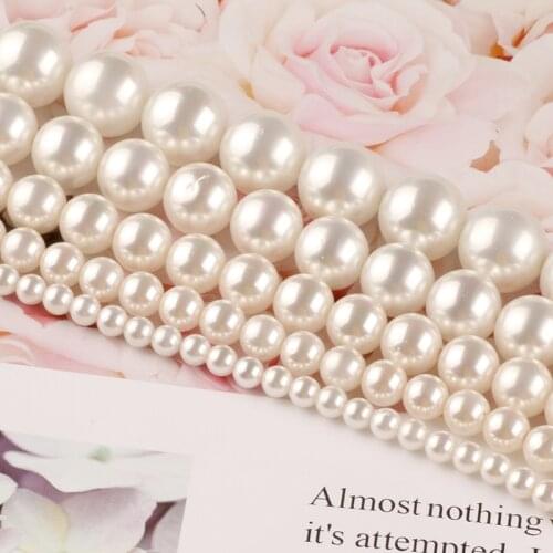 Natural White Shell Pearl Round Loose Beads For Jewelry Making Choker Making Diy Bracelet Jewellery 2/3/4/6/8/10/12/14mm 15