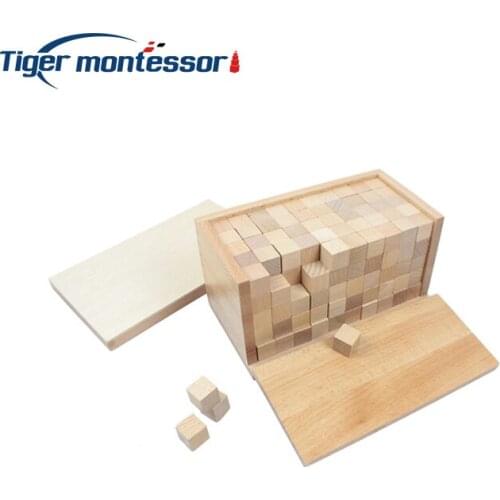 Montessori Wooden Mathematics Materials Volume Box with 250 Cubes Toys