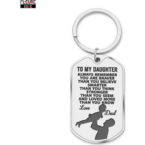 To My Daughter Keychain Back To School Inspirational Gifts Key Chain From Dad Mom Birthday Gifts for Girls Boys Keyring