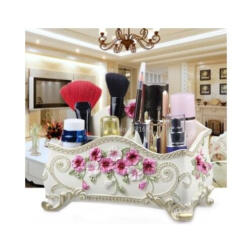 Washable European Dressing Table Resin Jewelry Cosmetic Storage Box Makeup Organizer Handicraft Tools Box Lipstick Holder