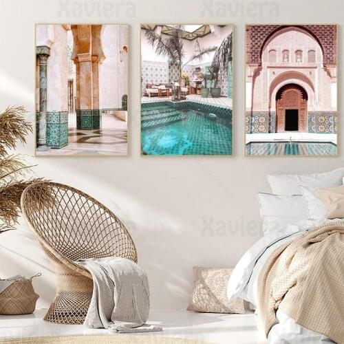 Islamic Wall Art Muslim Architecture Pictures Print Moroccan Door Marrakech Canvas Poster Painting Living Room Bedroom Home Deco