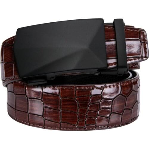 Barry.Wang Men Belt Designer Cow Genuine Leather Belts Man Automatic Buckle Cowhide Belts Luxury COMFORT CLICK belt Black/Brown