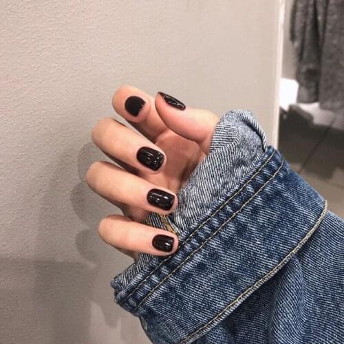 24PCS Manicure Set Beautiful Shine Oil UV Seal Nails Reusable Polish False Nails Gel Nail Tool Tips Pure Color Women Decoration