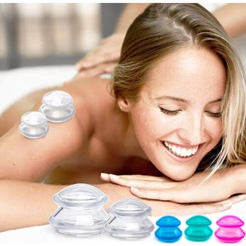 Wholesale Double-deck Health Medical Large Facial Cups Silicone Massage Suction Therapy Vacuum Cupping Set