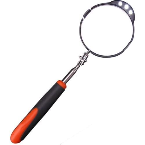 1pcs 760mm Adjustable Repair Vehicle Chassis Telescopic Inspection Mirror with LED Light 82mm
