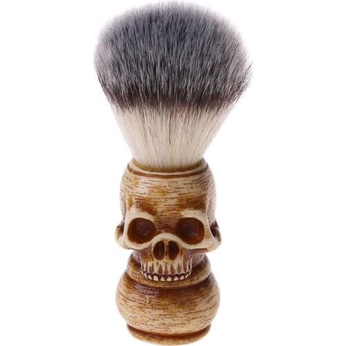 Shaving Brush Badger Bristle Hair Skull Hand Made Wooden Handle -Mens Gift