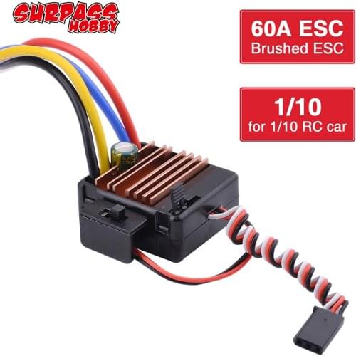 High Quality SURPASS HOBBY 60A Brushed ESC for 1/10 RC Tamiya Redcat Traxxas Wltoys 540 550 Motor