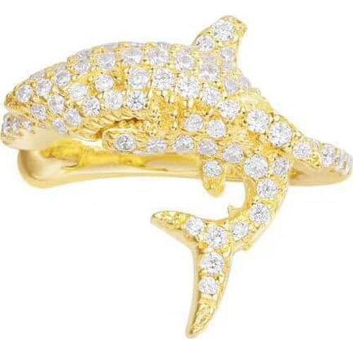 SOELLE 1PC New Collection 925 Sterling Silver Egyptian Shark Ear Cuff Cubic Zirconia Clip Earrings Women Fine Jewelry Gift