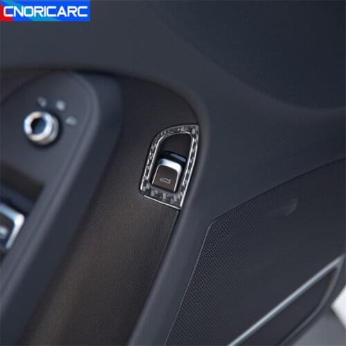 Car Styling Carbon Fiber Trunk Switch Button Frame Decoration Cover Trim For Audi A4 B8 2010-2016 LHD Interior Accessories