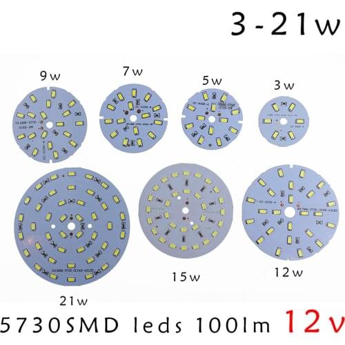 Super bright SMD5730 PCB 12V 100LM/W Lamp 3W 5W 7W 9W 12W 15W 21W Led Bulb White/ Warm White for Camping/Home lighting 10pc/lot