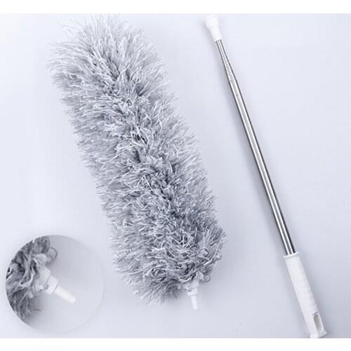 Long Handle Telescopic Pole Cobweb Duster Stainless Steel Washable Duster Bendable Head Cleaning Blinds Roof Ceiling Fan