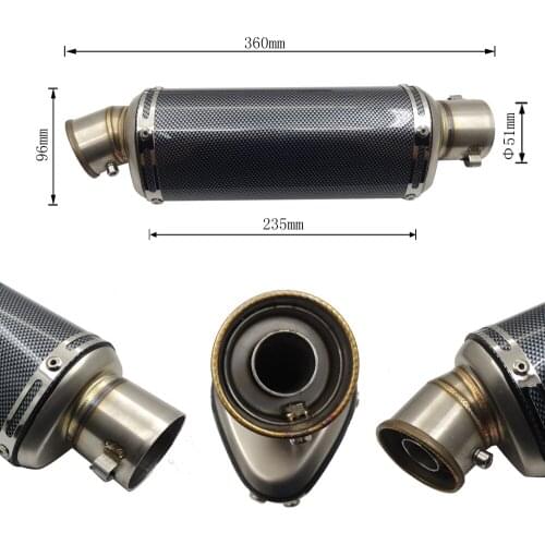 Universal Motorcycle Exhaust Muffler Silencer carbon Escape With DB killer For 35-51mm CB400 GY6 nmax msx125 crf 230 gsr 600