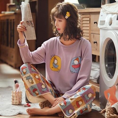 Spring And Autumn Full Sleeve Cotton Soft Waxy Sweet Girl Thin Leisurewear Suit