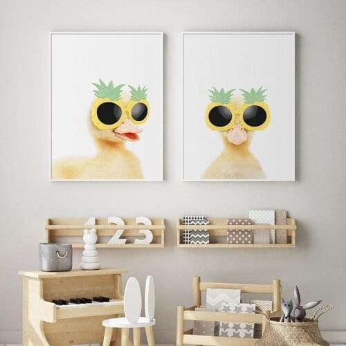 Fun Koala Gorilla Duck With Glasses Whimsical Animal Print Poster Canvas Painting Nursery Wall Art Pictures for Kids Room Decor