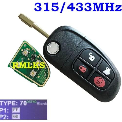 RMLKS Replacement Remote Key Fob 4 Button 315 MHz 433MHz 4D ID60 Chip Fit For Jaguar X type S type XJ Uncut FO21 Blade