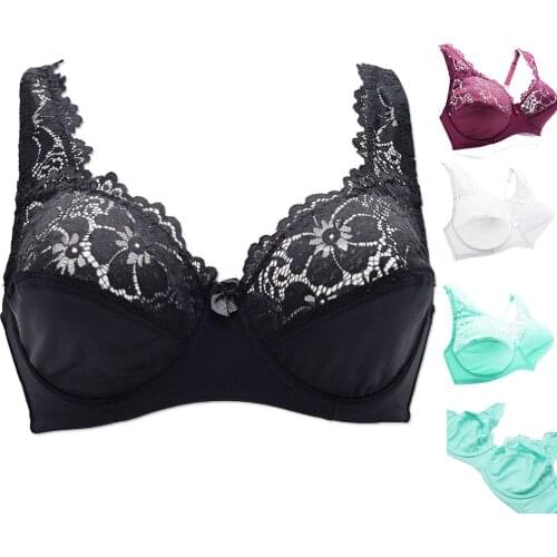Large Size Lace Bra 3 Pcs Womens Perspective Underwire Sexy Lingerie Bralette Brassiere Top Big Cup B C D DD E F