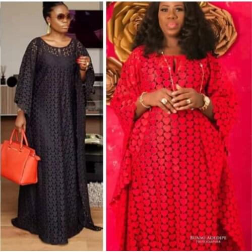 Super size bust 140 cm New style African womens Dashiki Water-soluble lace loose long dress + Inside the skirt two piece