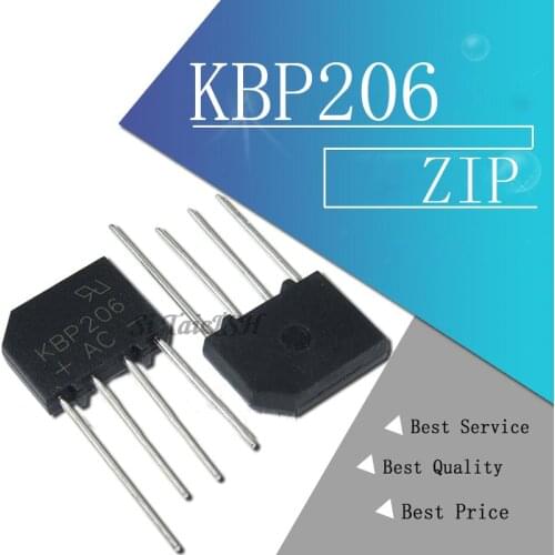 10PCS KBP206 KBP206G ZIP Bridge Rectifier 2A 600V New original