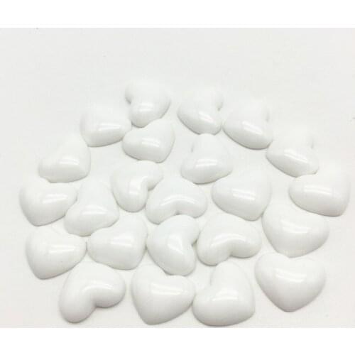 100pcs 14x16mm Chunky 3D Resin White Heart Flatbacks Cabochons Embellishments Wedding Decorations Scatters Crafts For Cardmaking