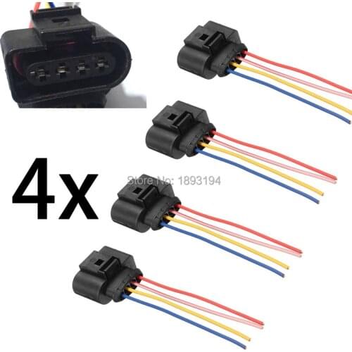 4 Pcs Ignition Coil 4 Pin Connector Repair Kit 1J0973724 for Audi A4 A6 rs4 rs6 A8 For VW Passat Adapter Wiring harness