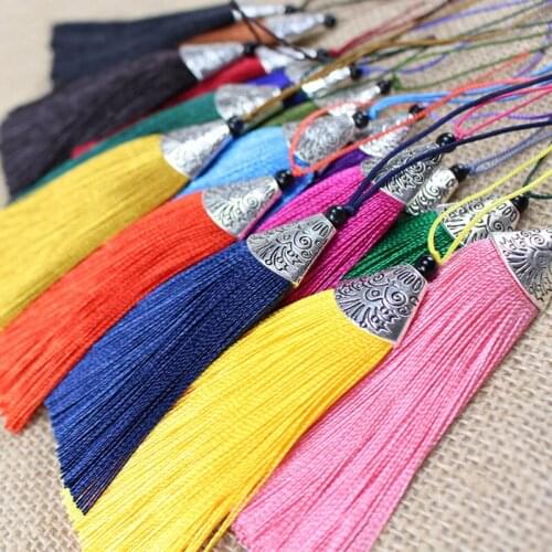 5pcs 8cm DIY Alloy Bookmark Car Hanging Tassels Fan Pendants Tassel Pendants For DIY Earrings Fish Mouth Tassel Hanging Ear