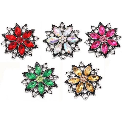 5pcs/lot High Quality 18mm Snap Buttons Jewelry Colorful Rhinestone Charm Buttons Fit 18mm Snap Bracelet Women DIY Snap Jewelry