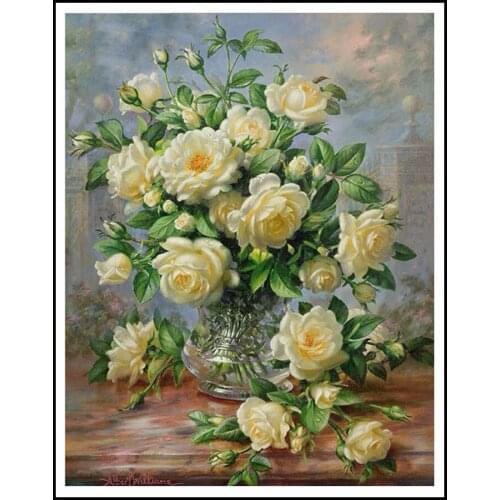 5D DIY Diamond Painting Flower Full Square Diamond Embroider Cross Stitch Peony Floral Vase On Table Needlework Home Decorative