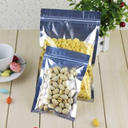 7*13cm,1200 X Translucent plating aluminium ziplock bag - Reclosable aluminum mylar foil pouch zipper clip seal with front clear
