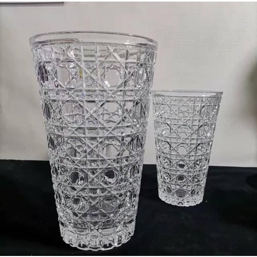 6kg 22x37cm big size Hand carving rhombus pattern crystal Transparent vase gift
