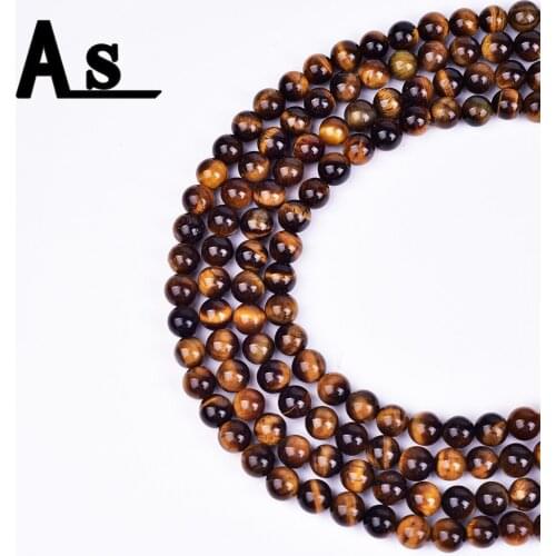Asingeloo Natural Stone Beads Black Lava Tiger Eye Bulk Loose Charm Stone Beads For DIY Making Bracelet Necklace Jewelry