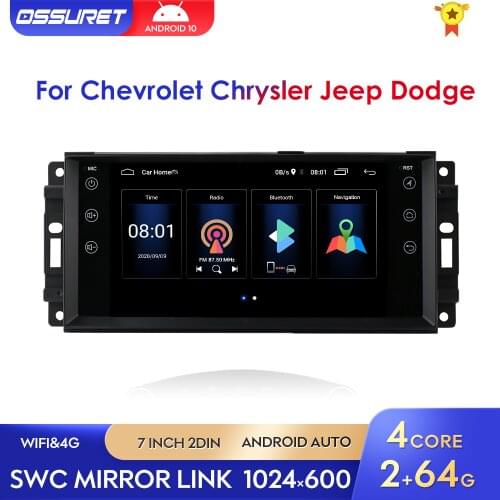 2G+64G Android10 Car GPS Radio For Jeep Grand Cherokee Commander Wrangler Stereo Dodge Chrysler Journey Avenger WIFI BT SWC 2din