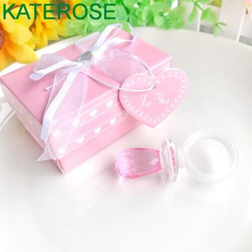 Baby Shower Favors and Gift Pink Crystal Nipple Infant Baptism Crystal Pacifier For Girl