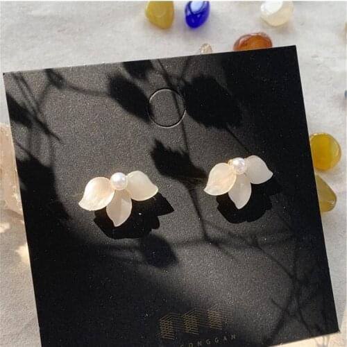 Besimpol Korean Style 925 Sterling Silver Pearl Stud Earrings Shell Flower Petal Earrings For Women Exquisite Fine Jewelry Gifts