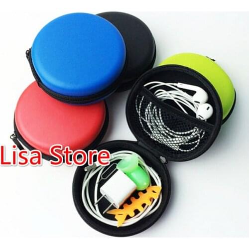 Free EMS DHL 100pcs Zipper Round Storage Bag Carrying Hard Hold Case For Earphone Headphone Data Cable Earbuds SD Card Bag