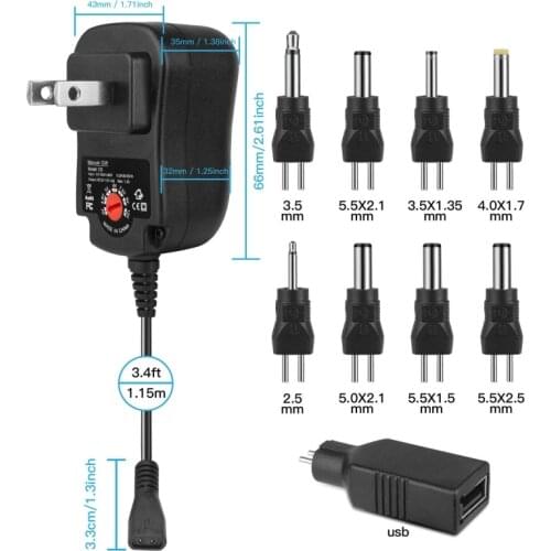 12W 3V 4.5V 5V 6V 7.5V 9V 12V AC DC Adapter Power Supply for Router LED Light null